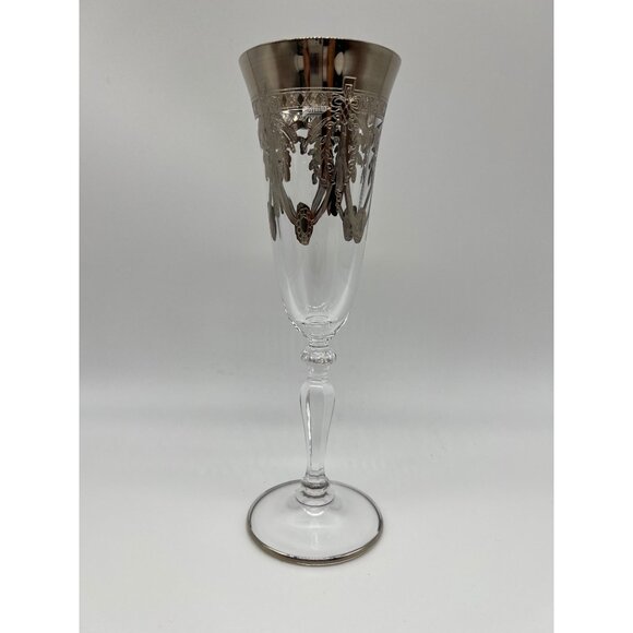 Allegro Platinum Overlay Flute Champagne Glass - Picture 1 of 3